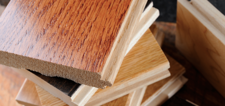 Stack of wooden samples showcasing different textures and finishes